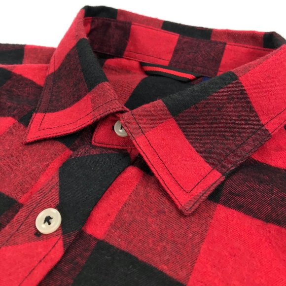 Buffalo Plaid Flannel Shirt Medium Red Black Sz M - Picture 6 of 10